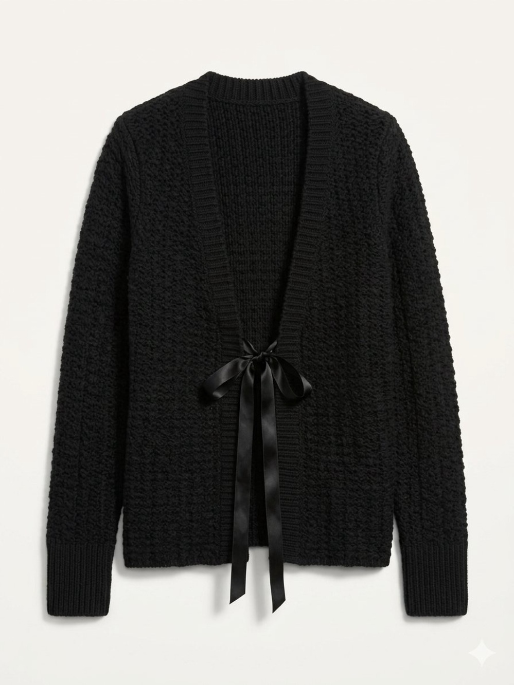 Old Navy Black Satin Tie-Front Women's Cardigan Sweater